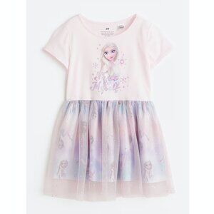 Girls Printed Cotton Tulle Skirt Dress Disney Elsa Frozen Kids H&M 6-8 years M